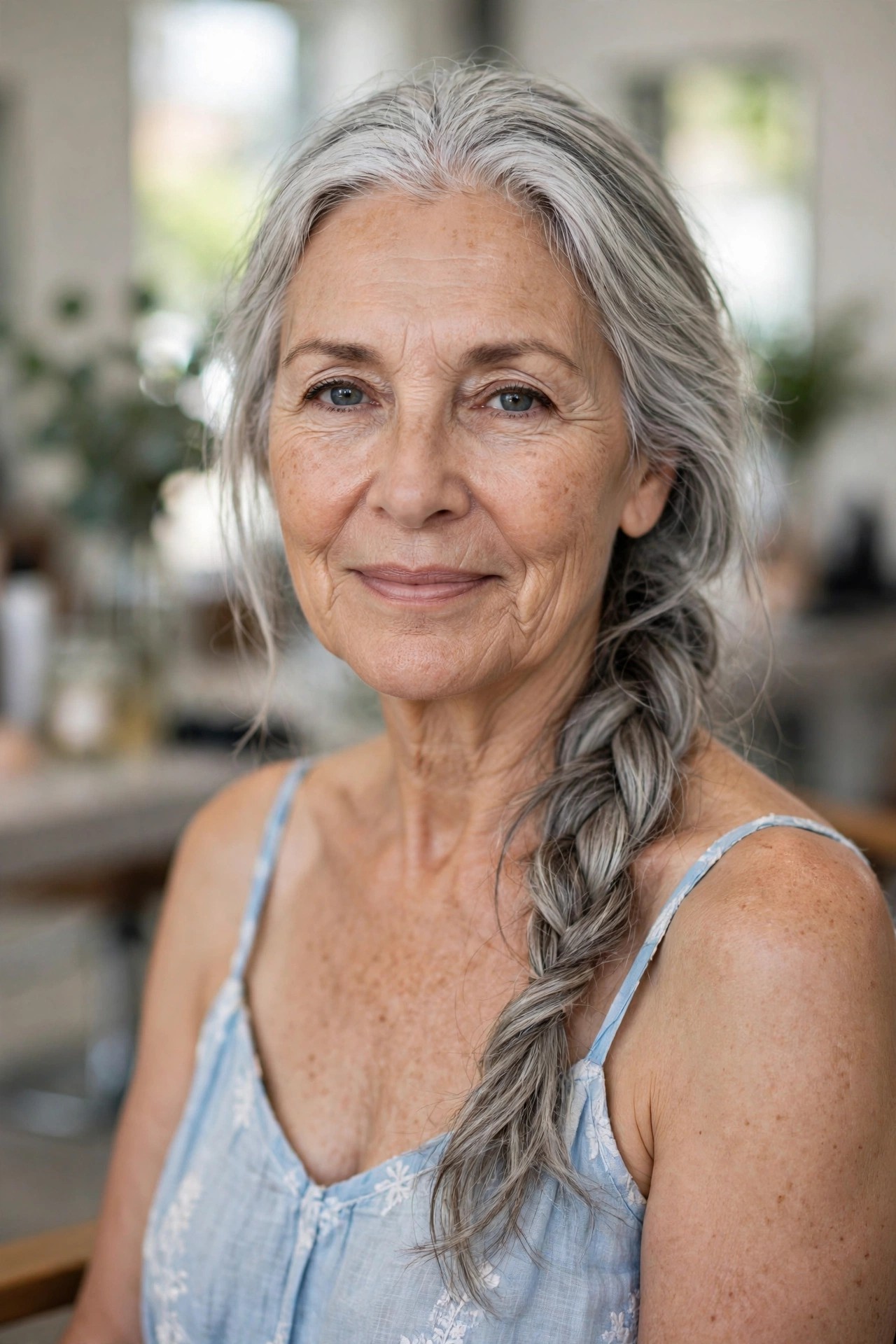 Loose Side Braid — summer hairstyle on a woman over 50