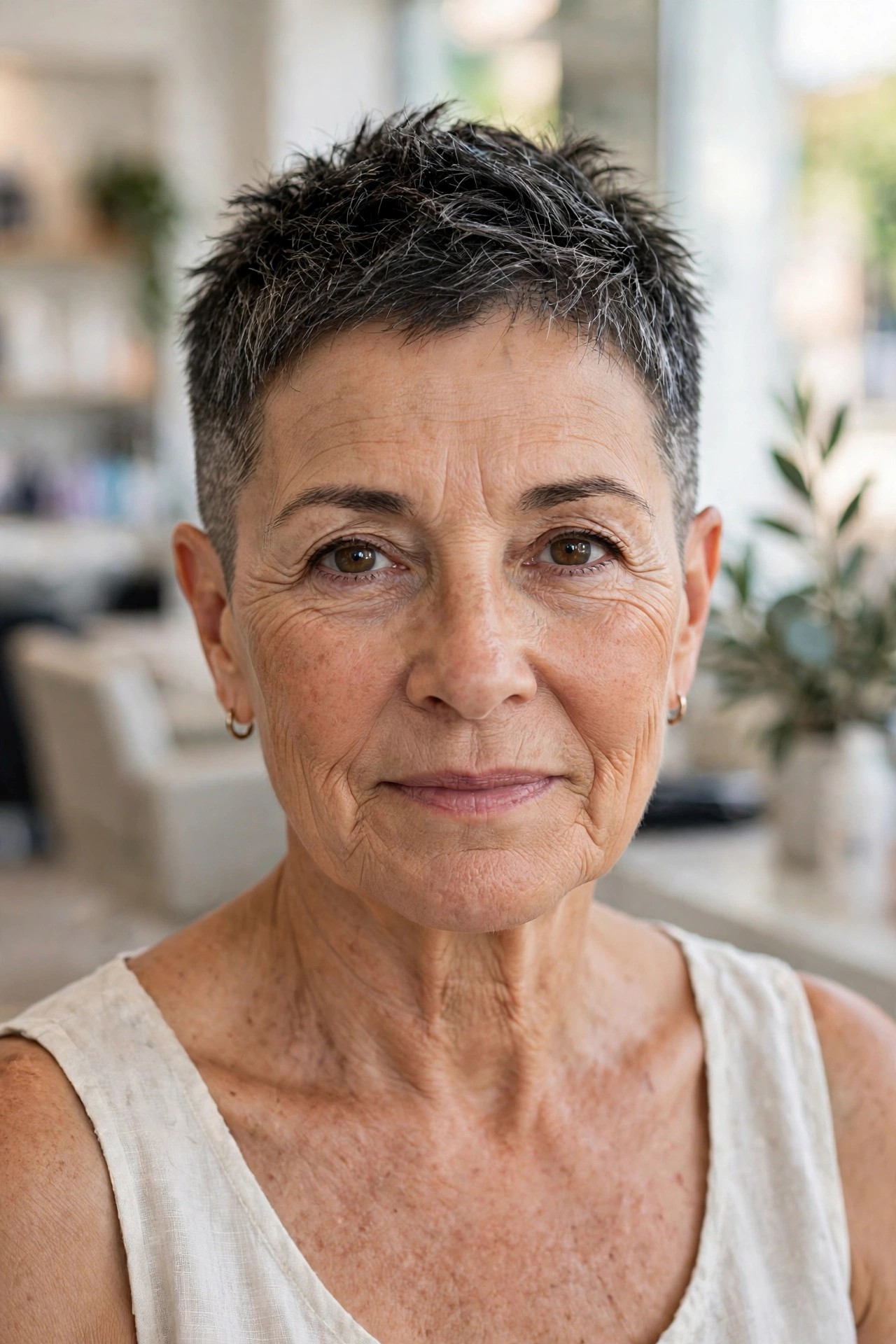 Tapered Crop with a Clean Nape — summer hairstyle on a woman over 50