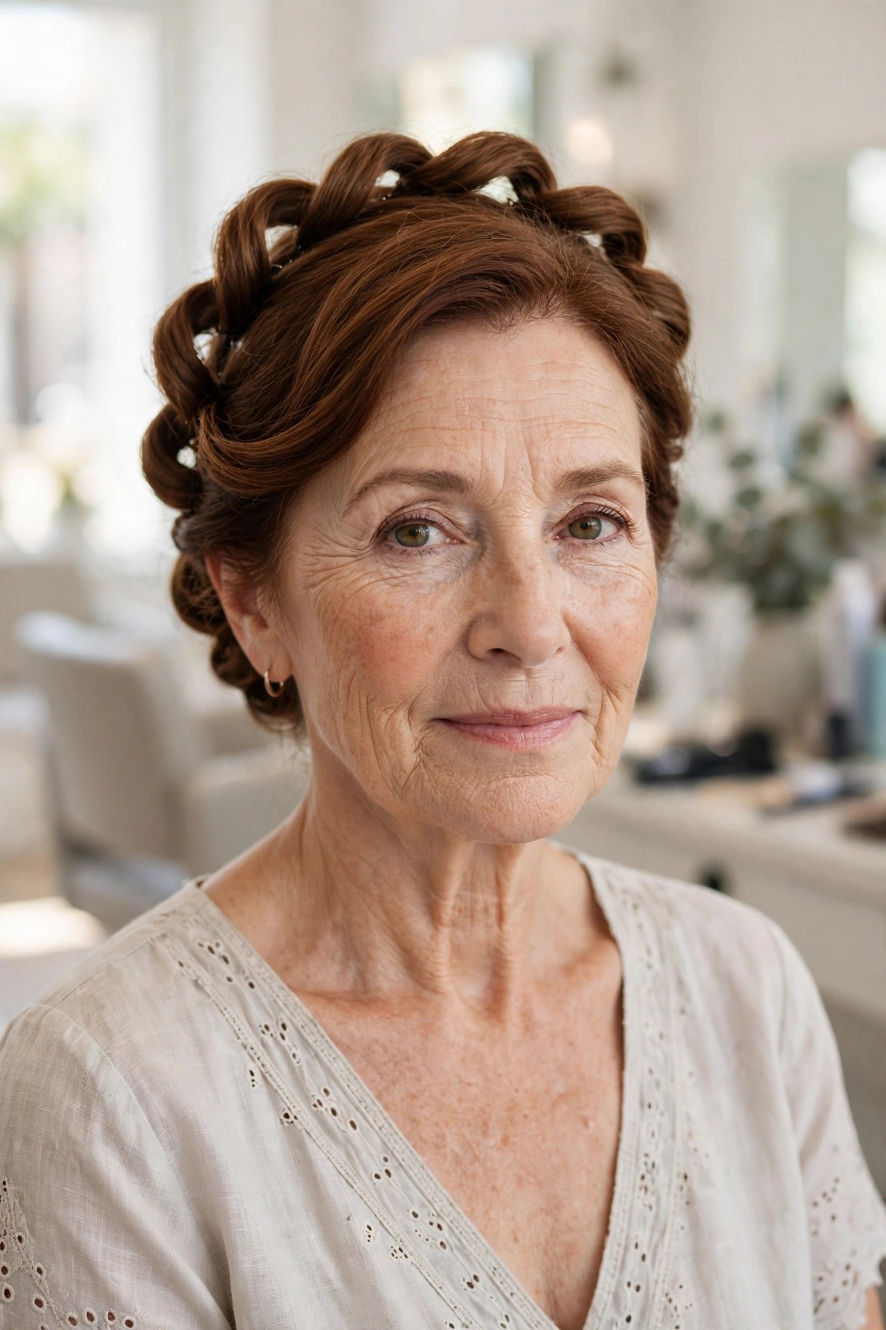 Twisted Halo Updo — summer hairstyle on a woman over 50