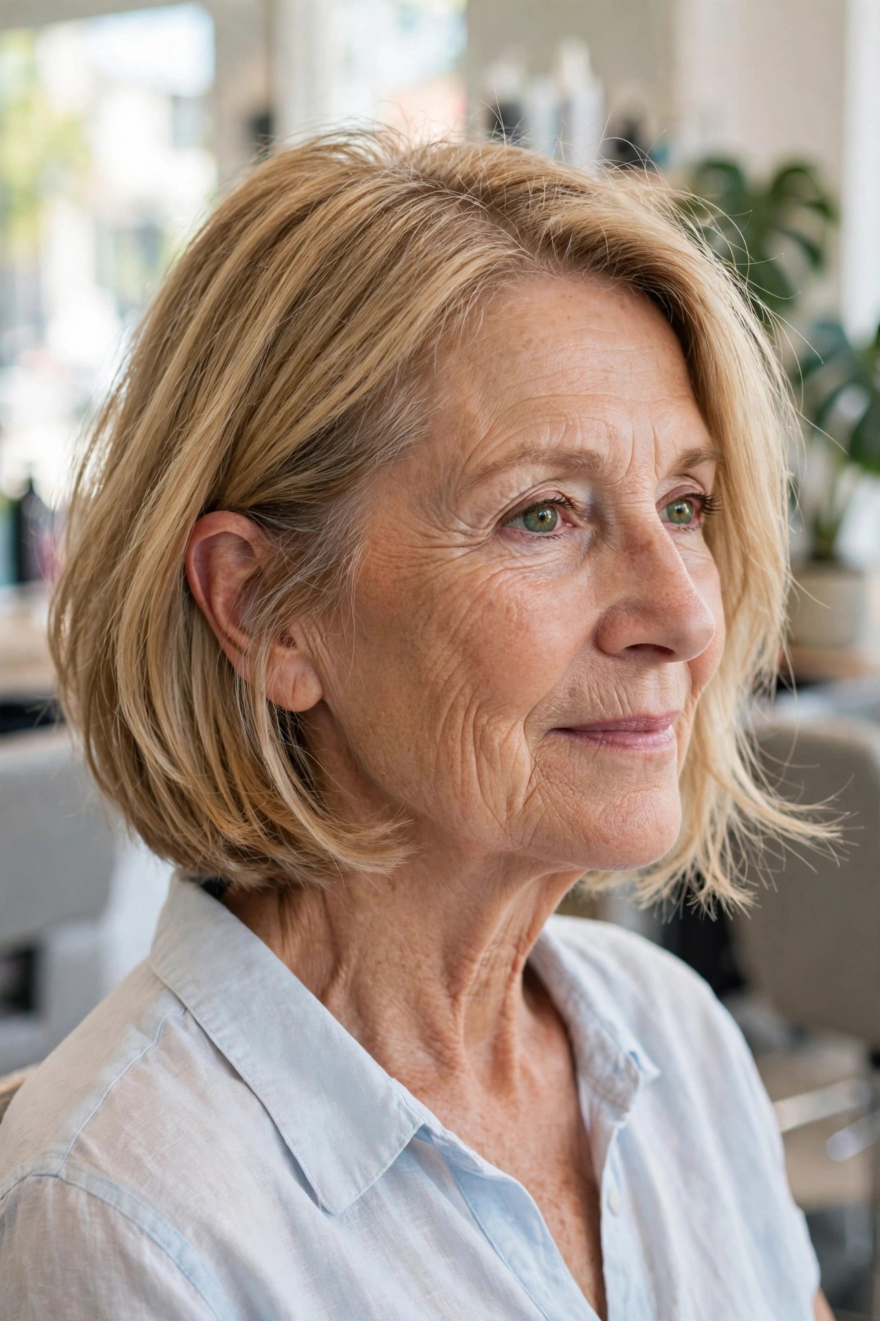 Breezy Chin-Length Bob — summer hairstyle on a woman over 50