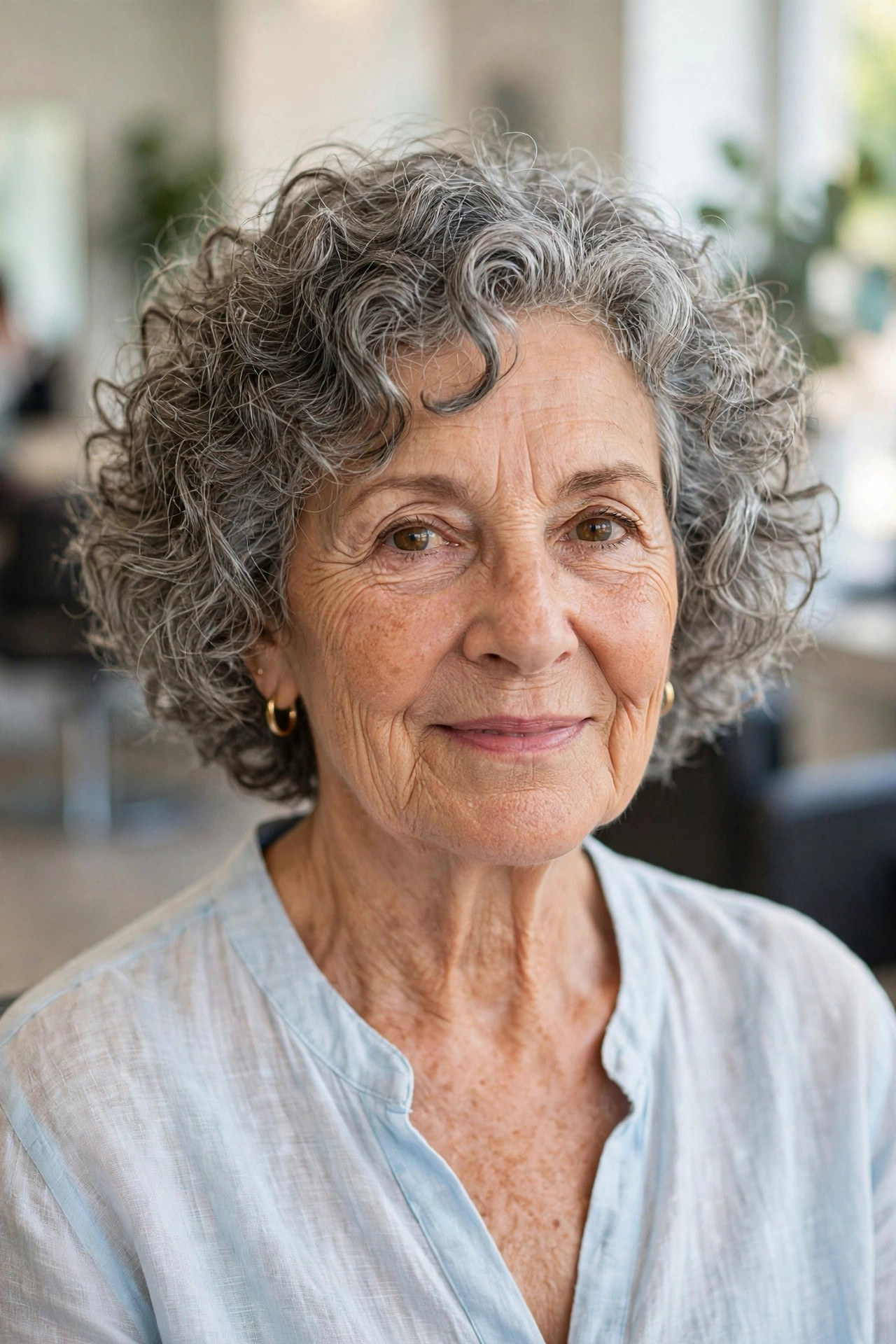 Curly Bob That Air-Dries — summer hairstyle on a woman over 50