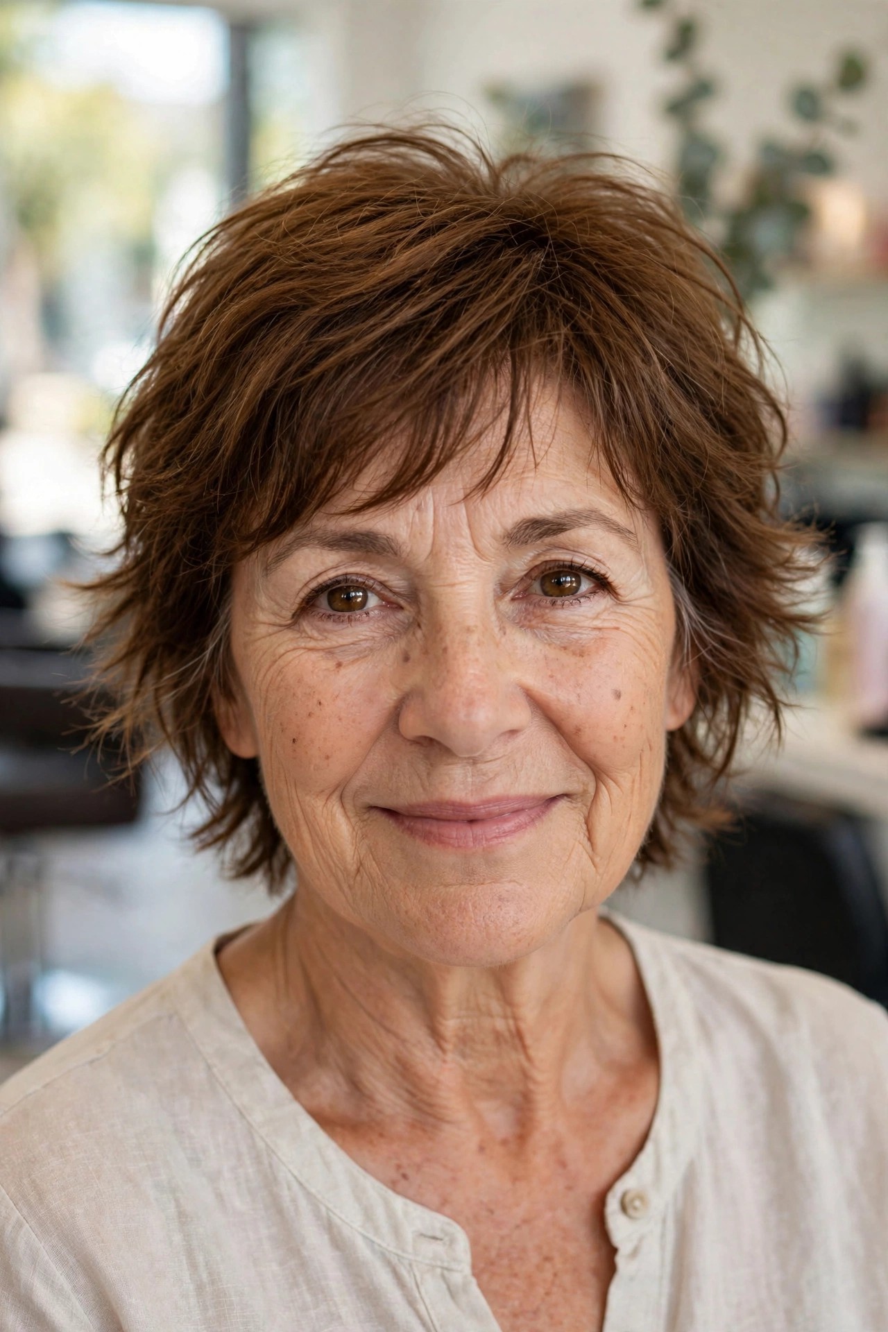 Short Shag with Airy Layers — summer hairstyle on a woman over 50