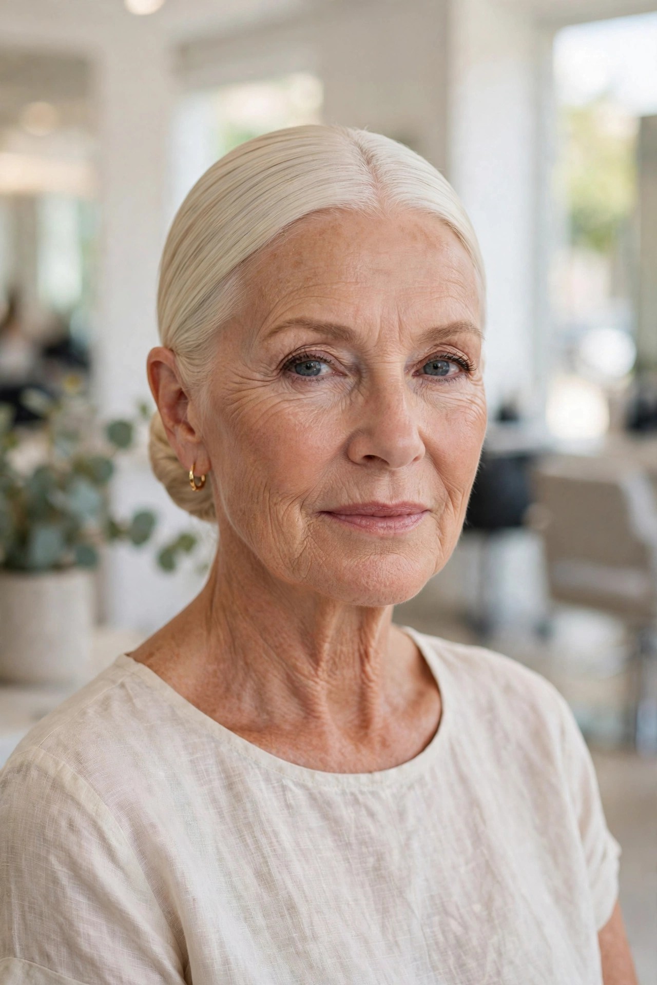 Sleek Low Bun — summer hairstyle on a woman over 50