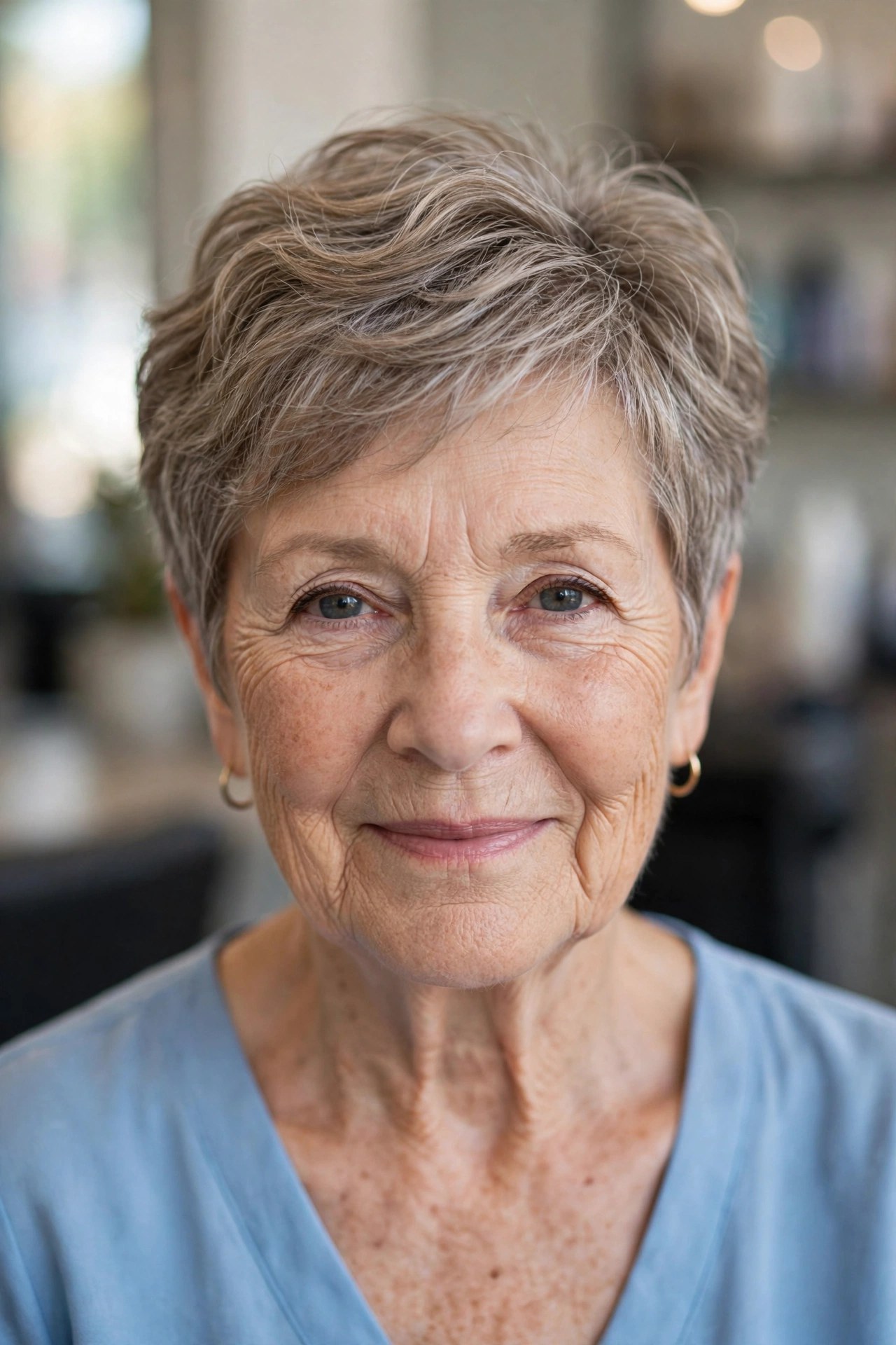 Wavy Textured Tapered Pixie on a woman over 60 - tapered pixie cut for fine hair
