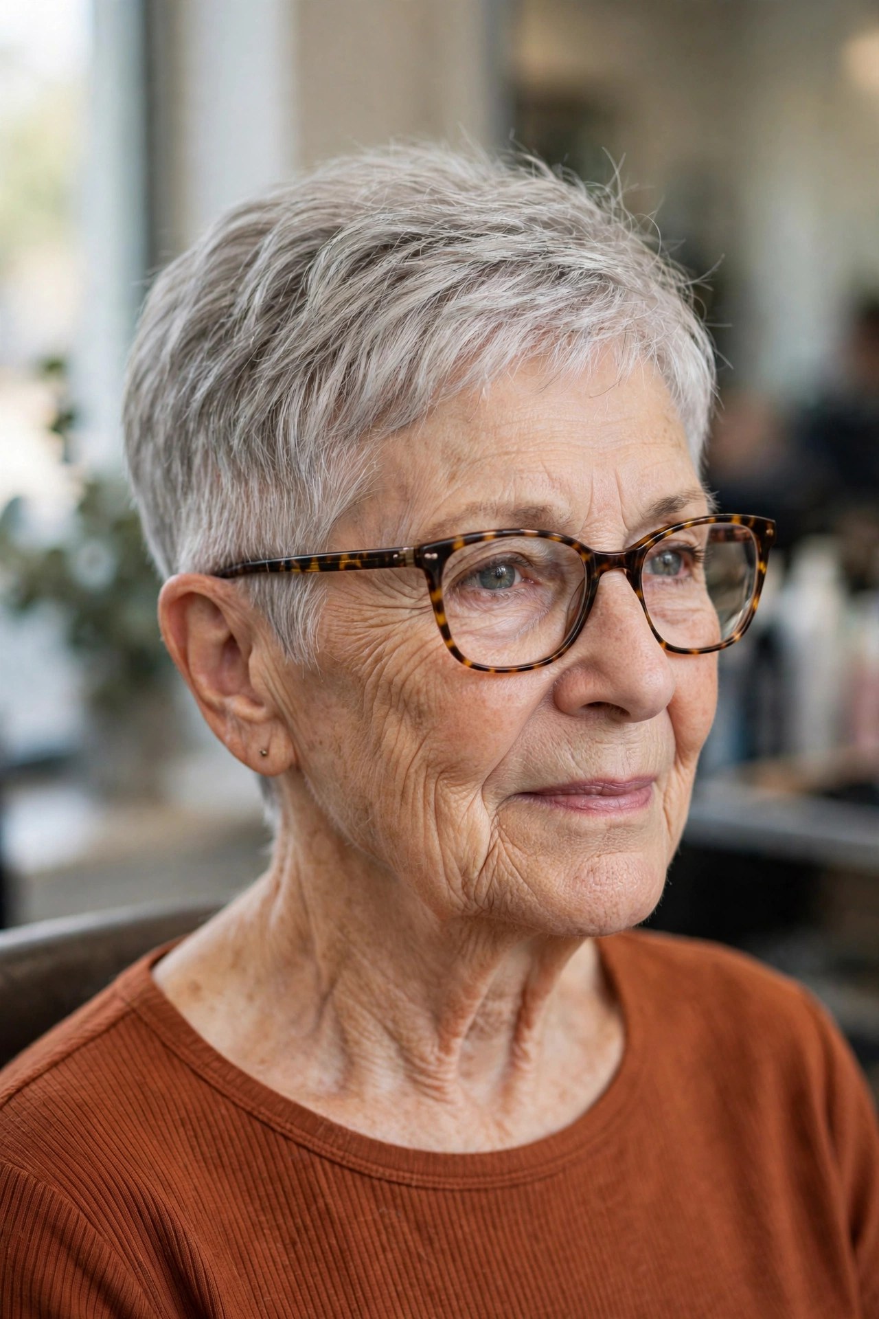 Tapered Pixie Cut Cleanly for Glasses on a woman over 60 - tapered pixie cut for fine hair