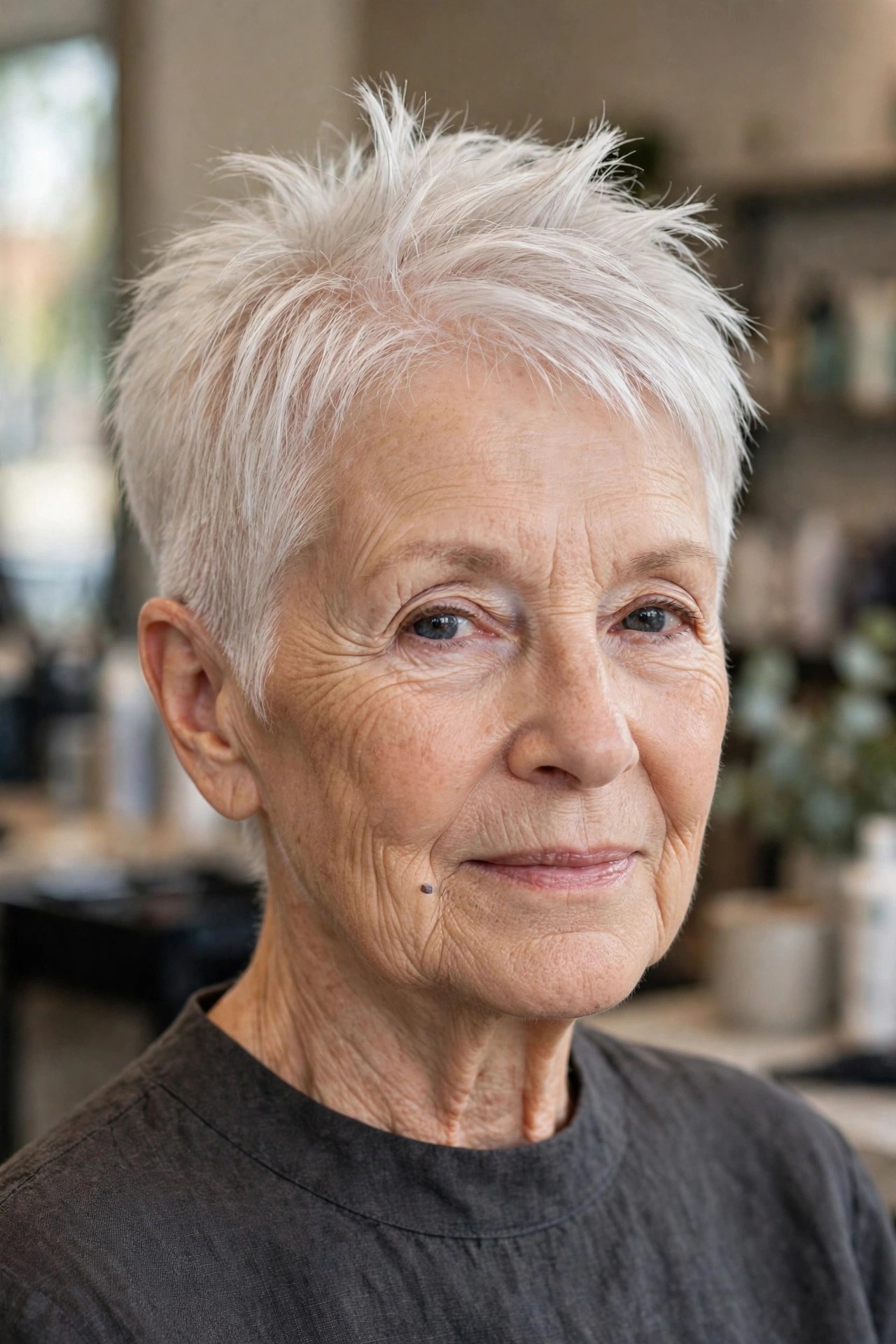 Soft Spiky Tapered Pixie for Crown Lift on a woman over 60 - tapered pixie cut for fine hair