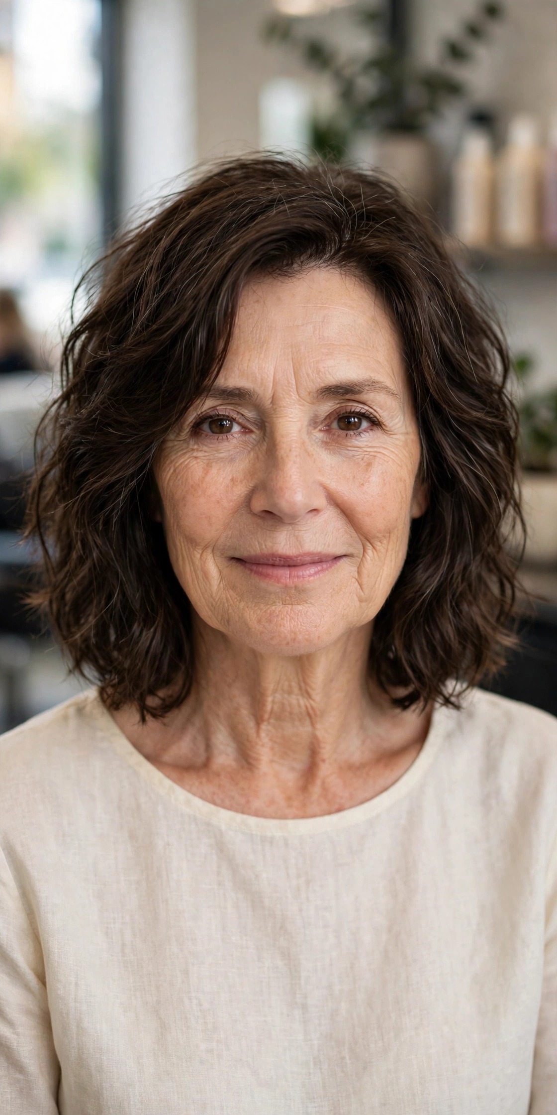 Classic Lived-In Textured Lob - textured lob hairstyle for a woman over 50