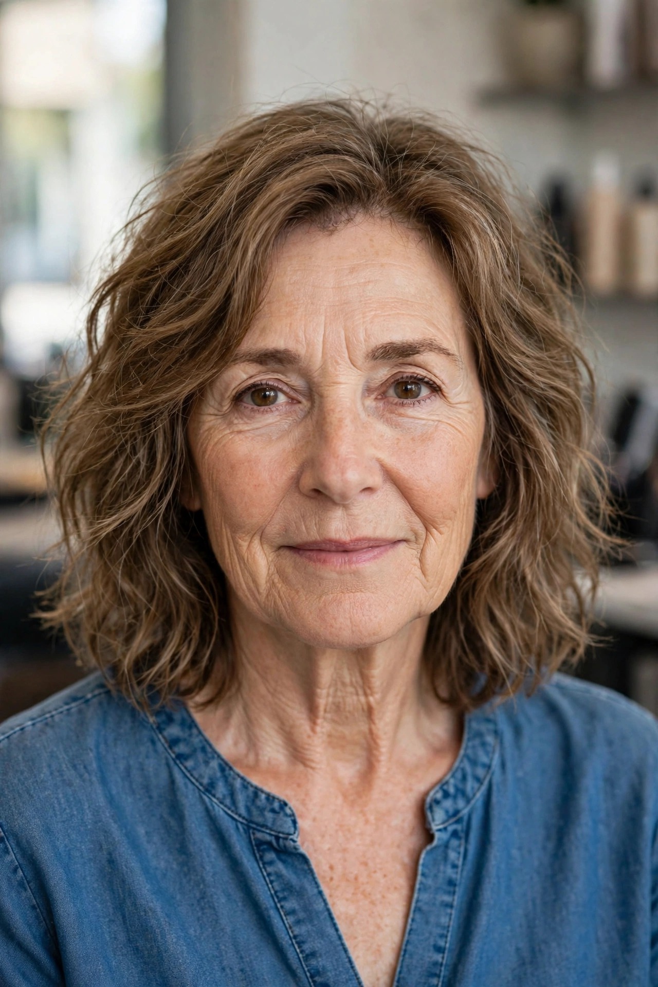Messy Air-Dried Lob for Fine Hair - textured lob hairstyle for a woman over 50
