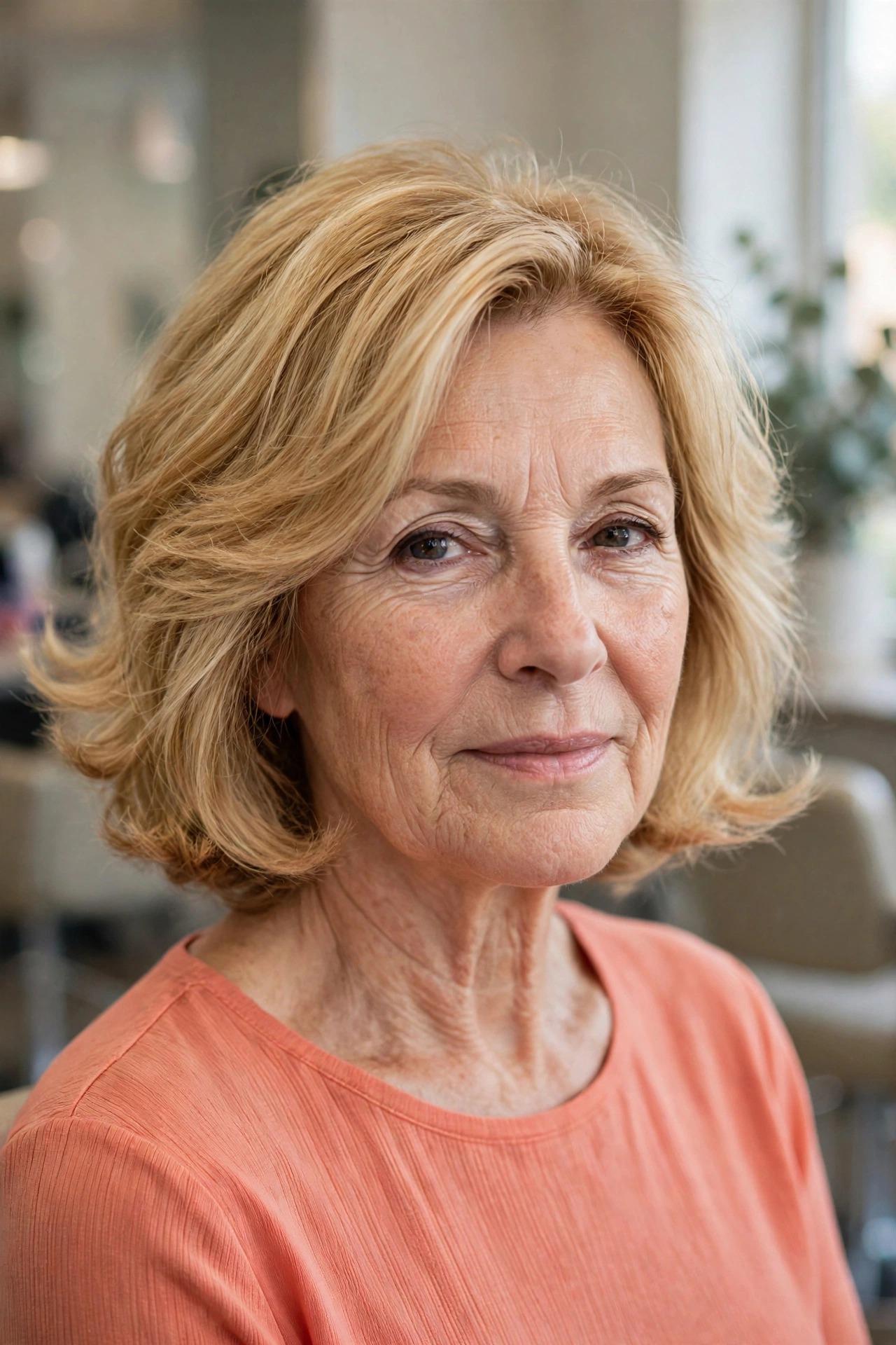 Flipped-Ends Lived-In Lob - textured lob hairstyle for a woman over 50