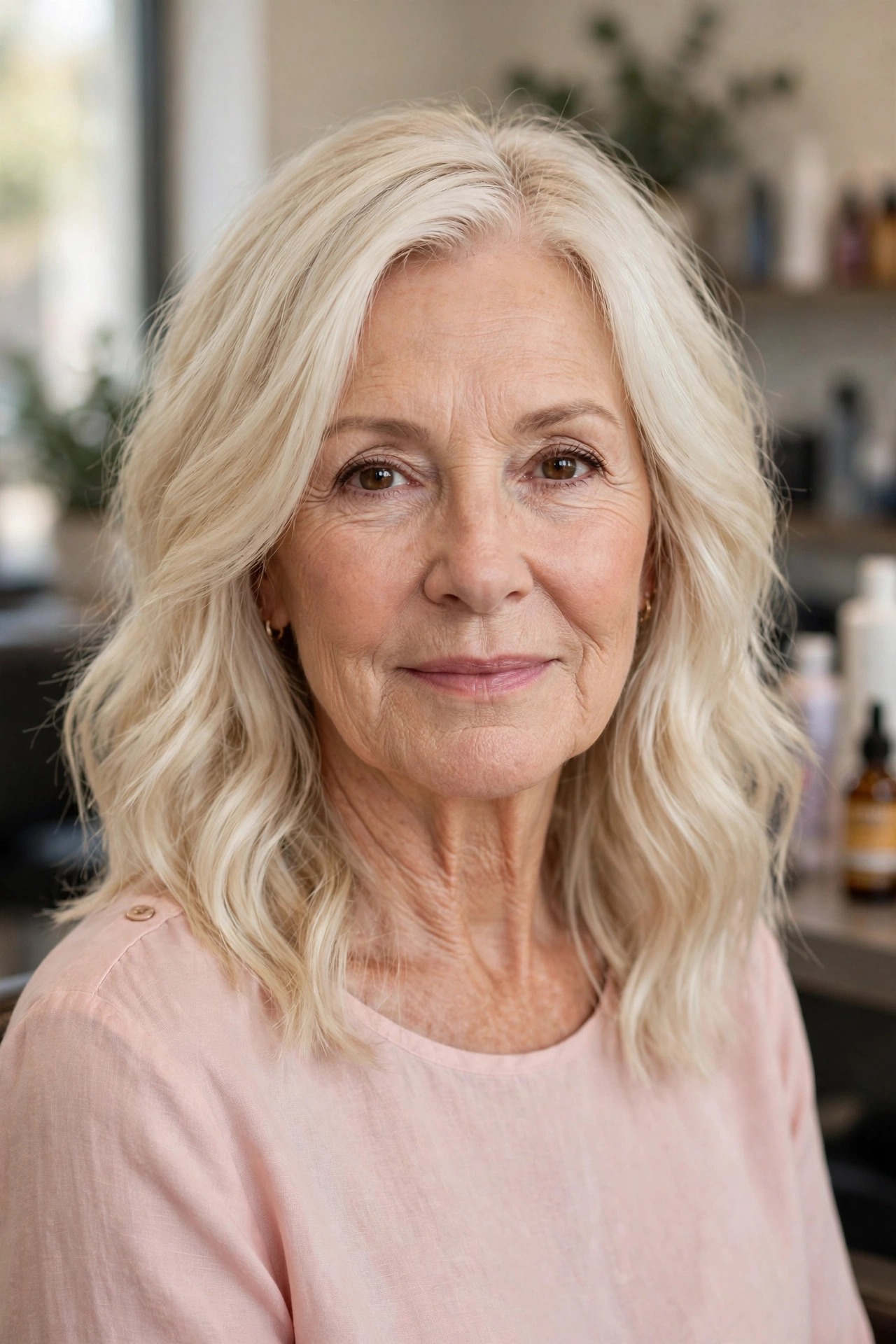 Soft A-Line Textured Lob - textured lob hairstyle for a woman over 50