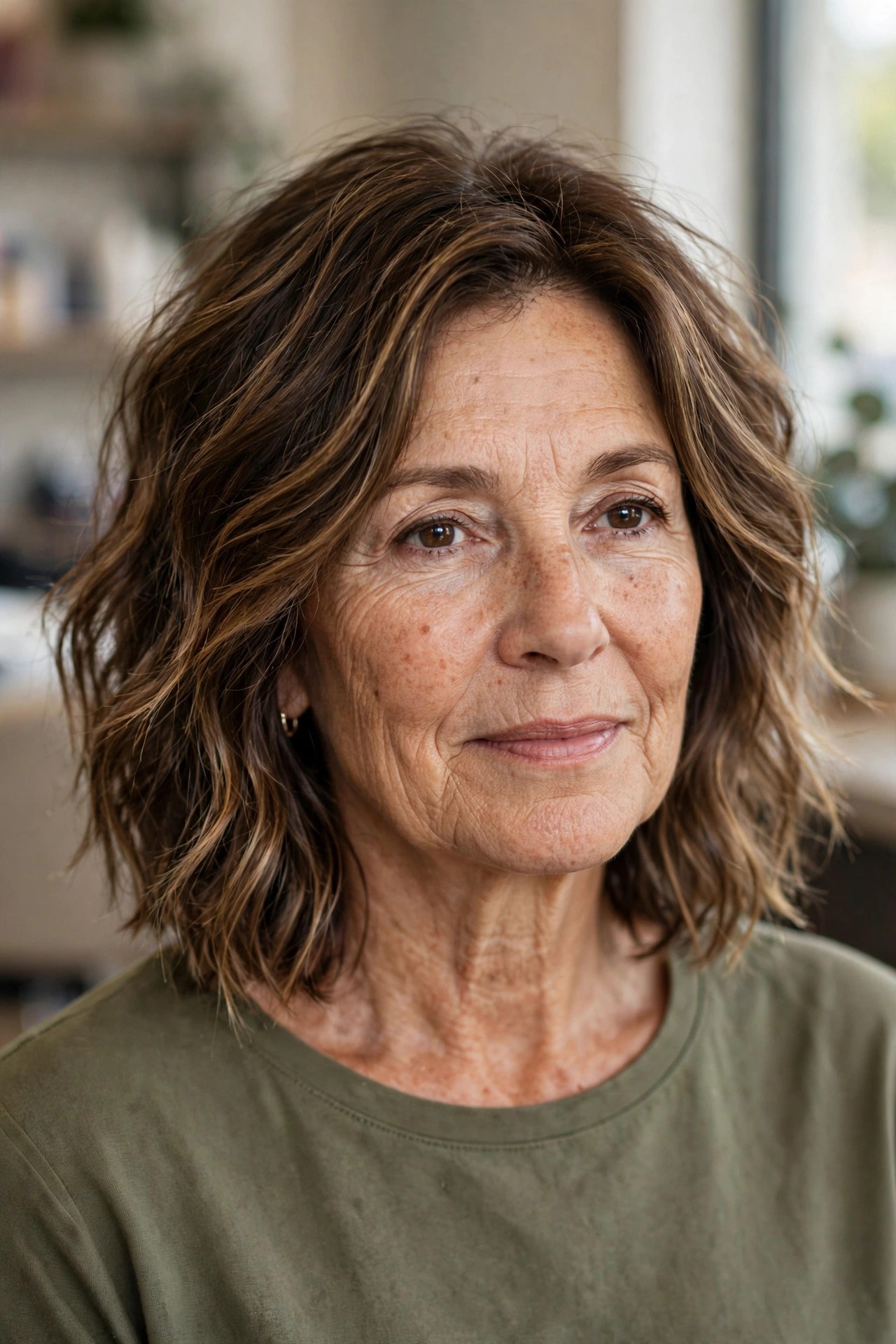 Balayage Textured Lob with Sun-Kissed Dimension - textured lob hairstyle for a woman over 50