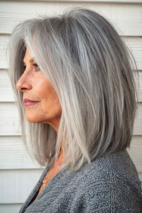 The Medium Straight Cut With a Clean, Heavy Line — thick hair haircut on a woman over 70