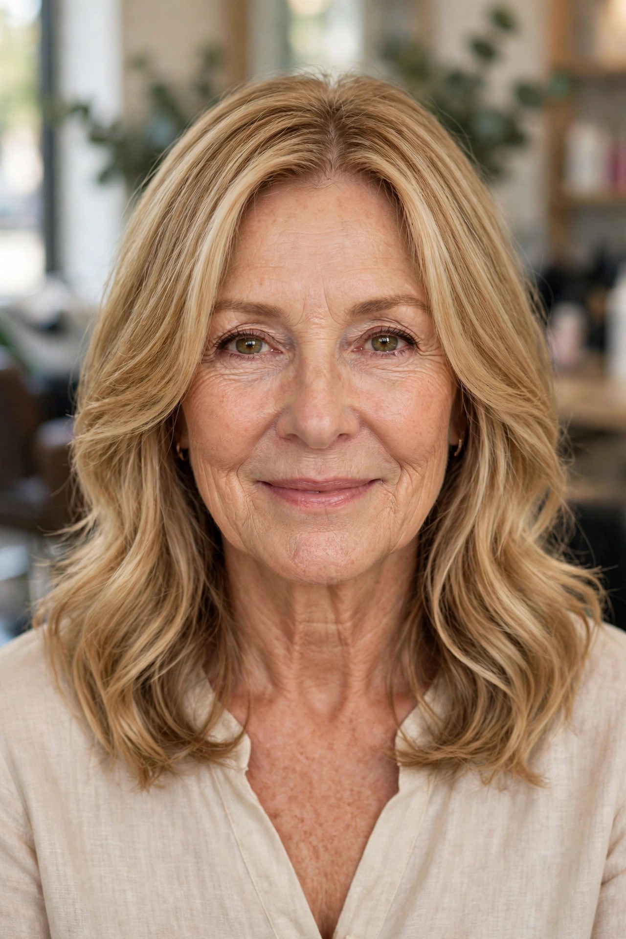 The Curtain-Bang Lob on a woman over 50 - trendy 2026 haircut