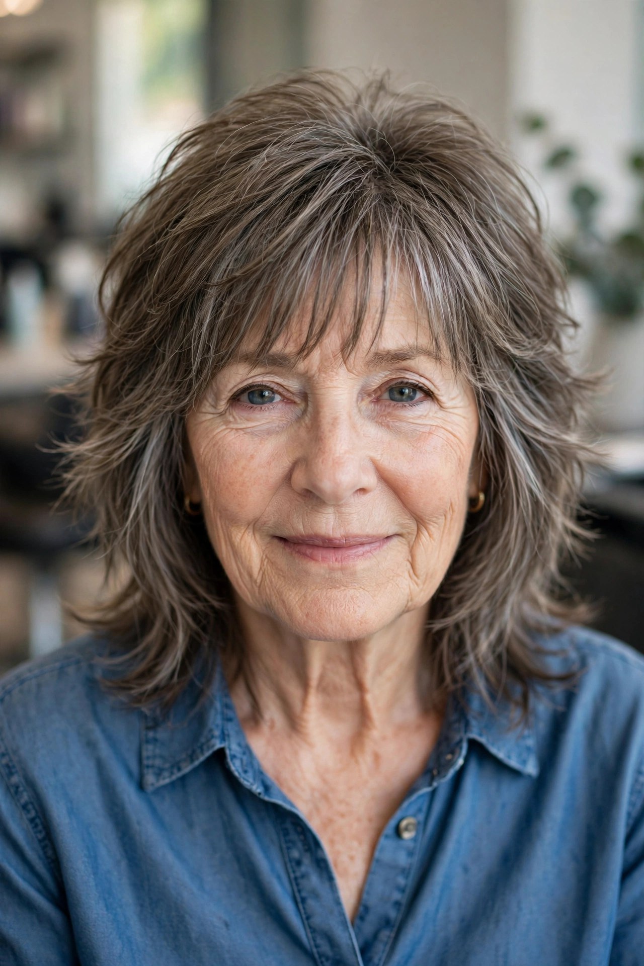 Soft Wolf-Inspired Shag on a woman over 60