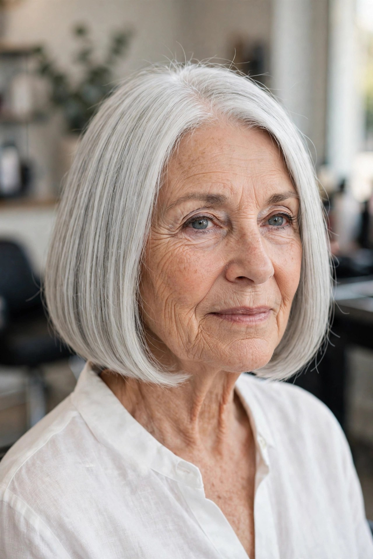 Blunt Bob with Bevelled Ends on a woman over 60