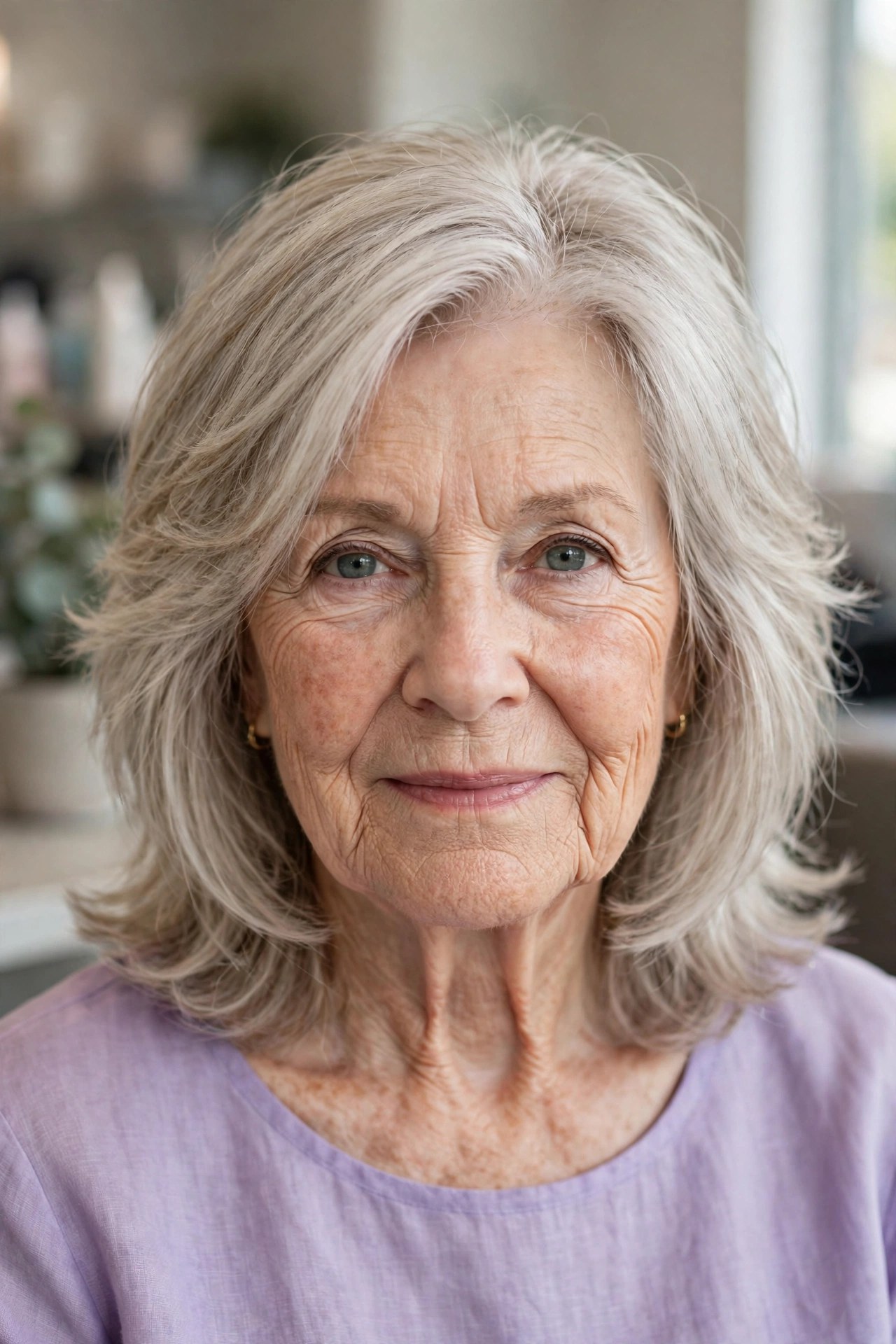 Feathered Midi Cut on a woman over 60