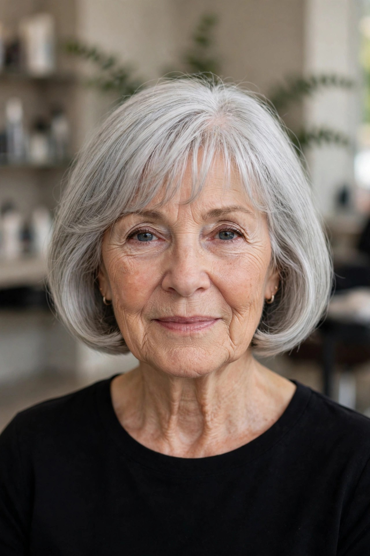French Bob with a Soft Fringe on a woman over 60