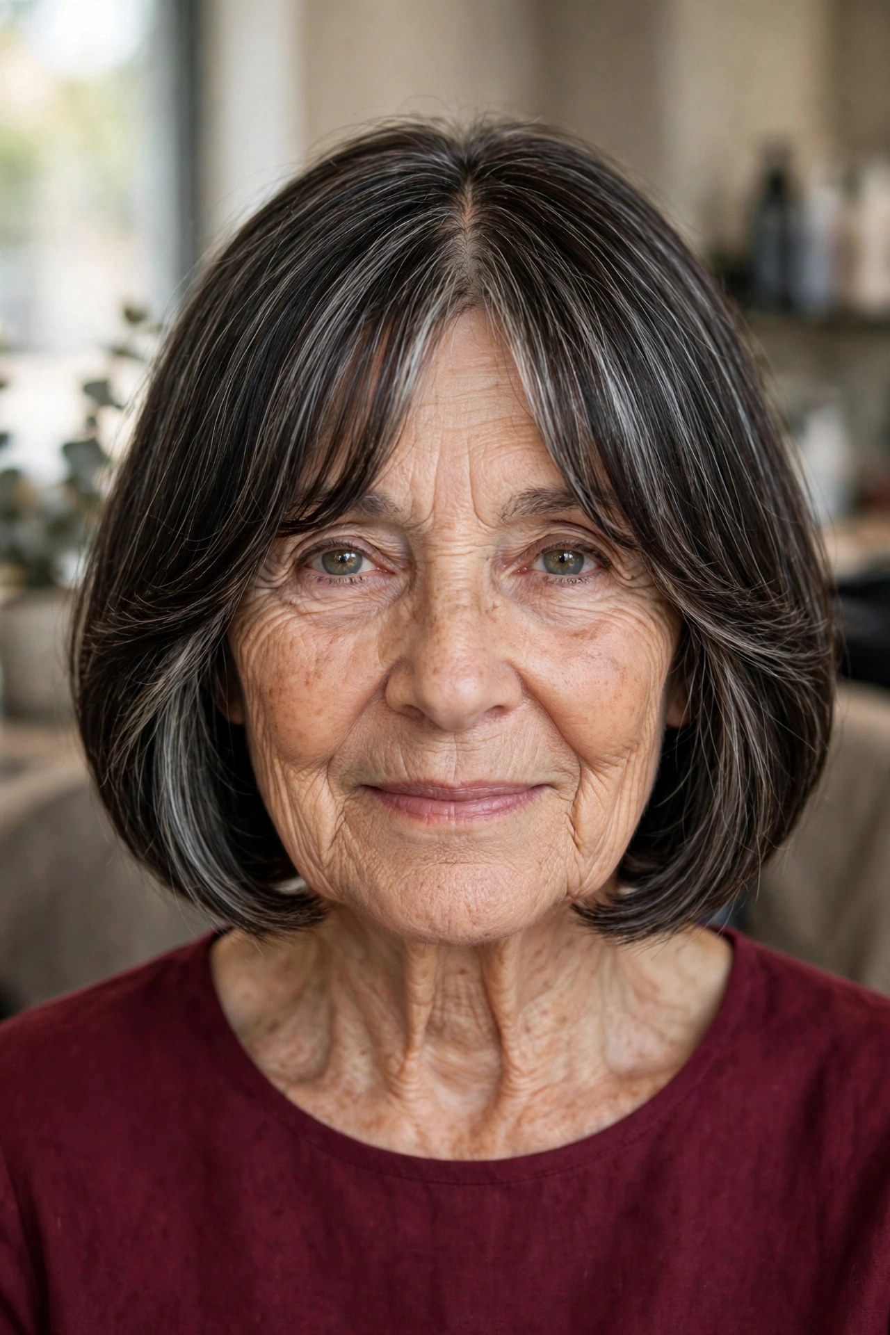 Curtain-Fringe Bob on a woman over 60