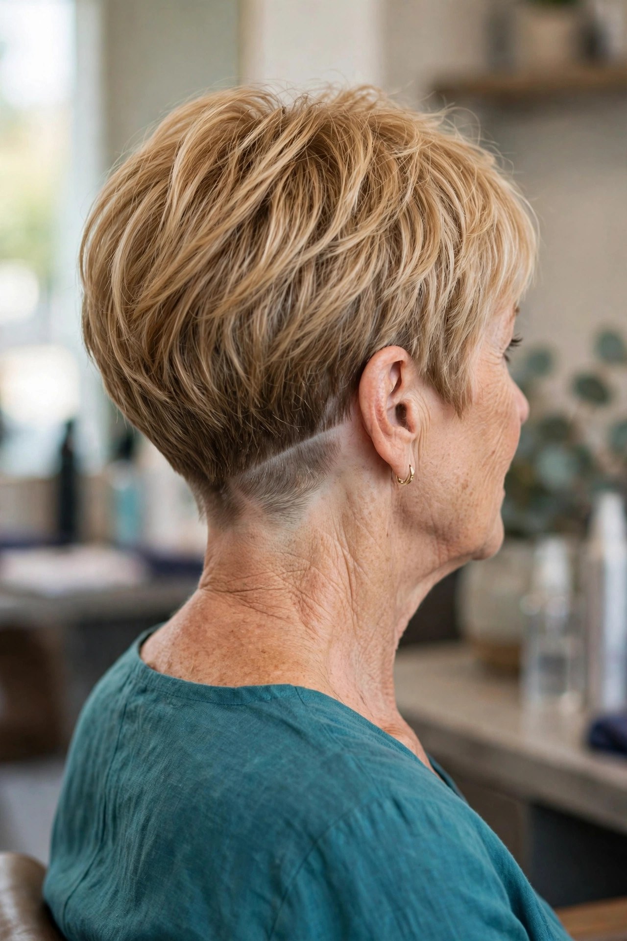 Discreet Nape-Only Undercut Pixie - undercut pixie hairstyle on a woman over 50