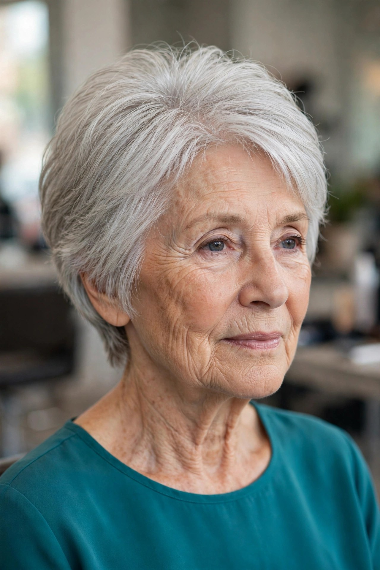Stacked Back Bob with Crown Lift on a woman over 60 - volumizing short haircut for flat fine hair