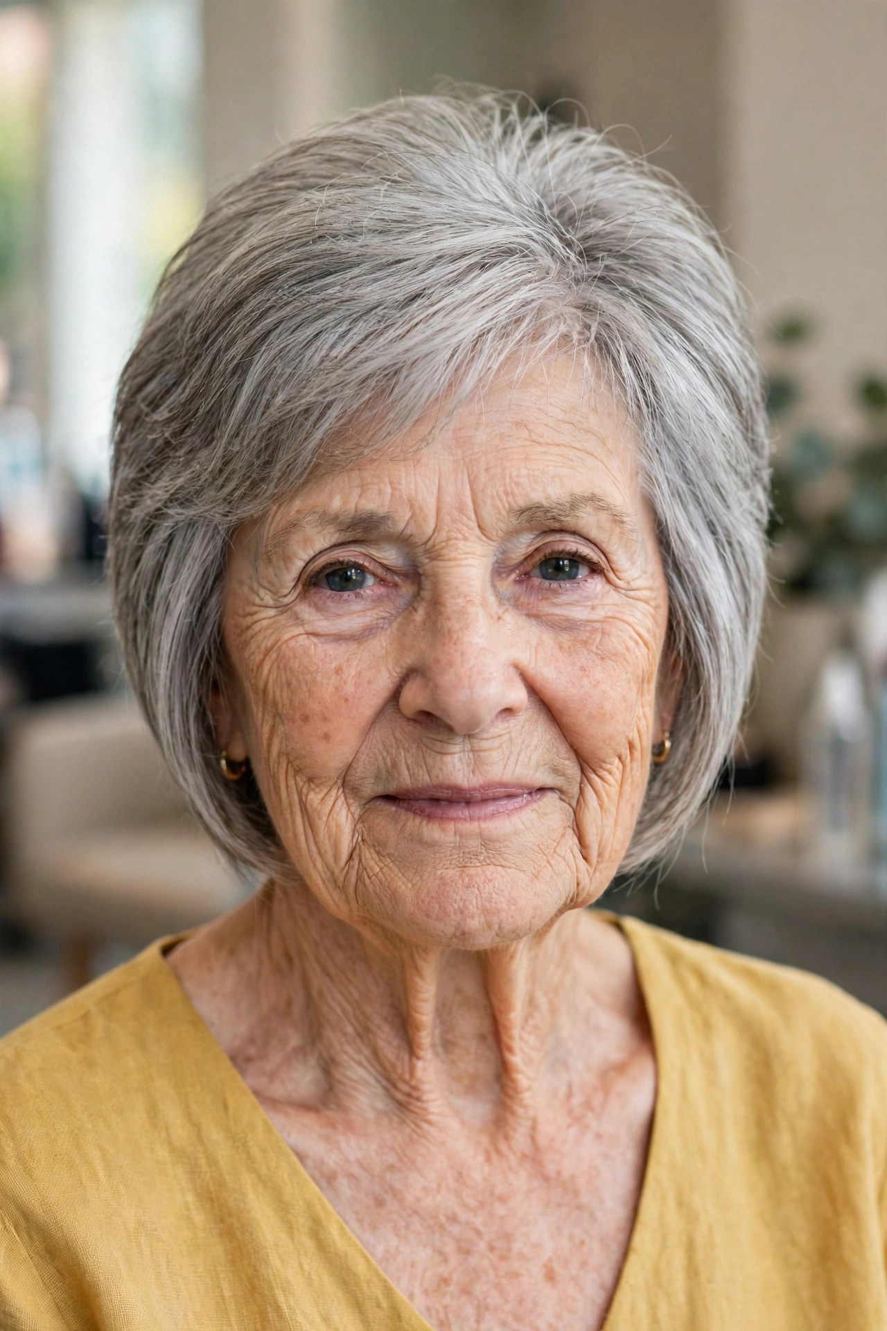 Classic Wedge with Stacked Back on a woman over 60 - volumizing short haircut for flat fine hair