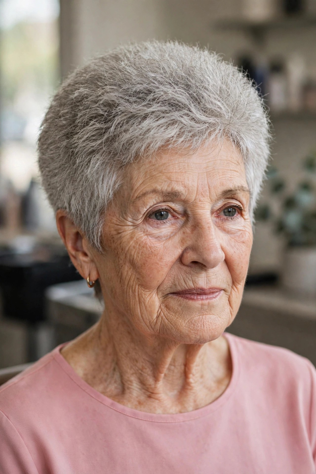 Short Cut With a Tapered Neckline and Soft Crown - wash and go haircut for women over 60 with thick hair