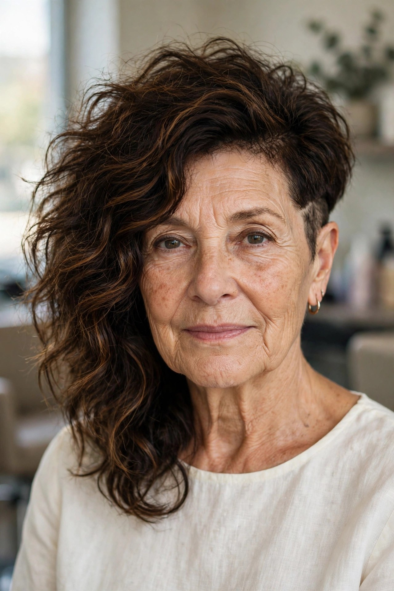 Asymmetric Bob With an Undercut Side - wash and go haircut for women over 60 with thick hair