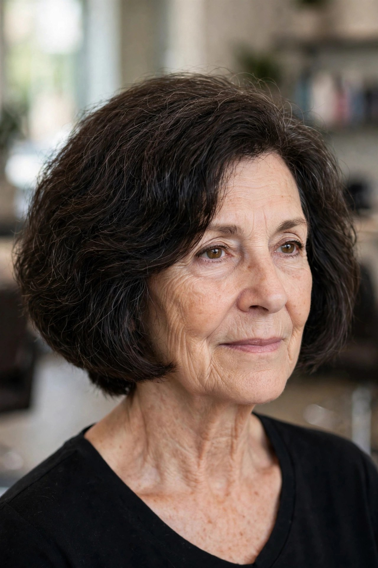 Bob With a Hidden Nape Undercut - wash and go haircut for women over 60 with thick hair