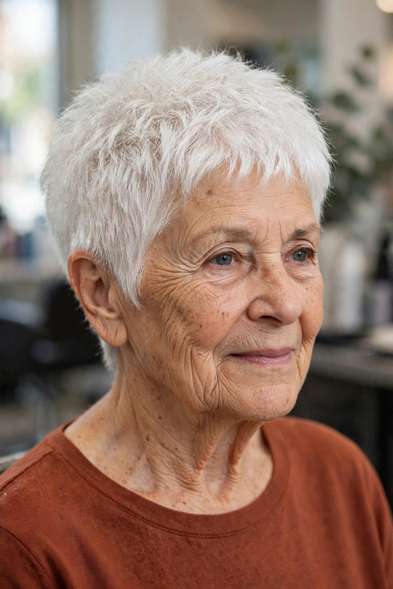 Textured Crop With a Tapered Nape - wash and go haircut for women over 60 with thick hair