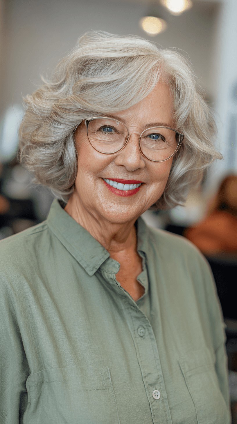 Woman over 70 with sleek pixie-bob for straight hair — easy-care hairstyle for women over 70