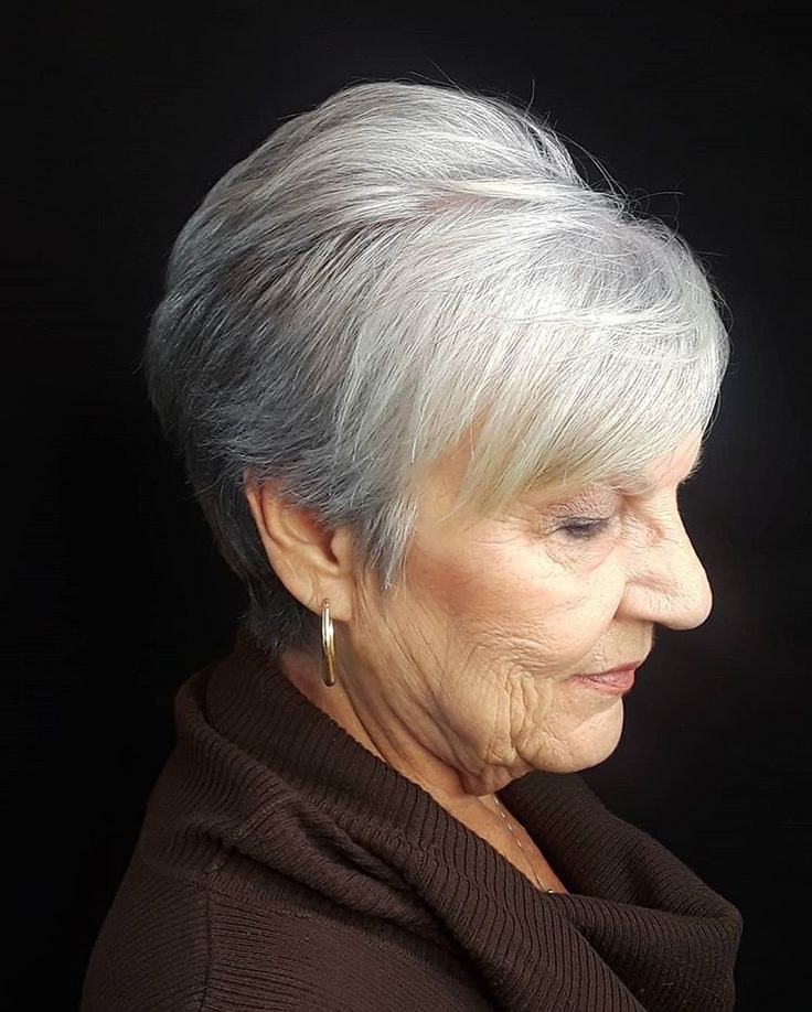 Woman over 70 with feathered crop with soft movement on top — easy-care hairstyle for women over 70