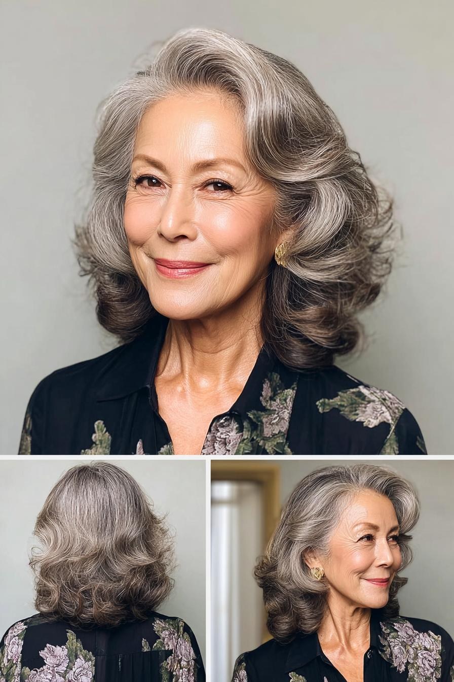 Wavy Bob With Back View Included — wavy bob on a woman over 70 with fine hair