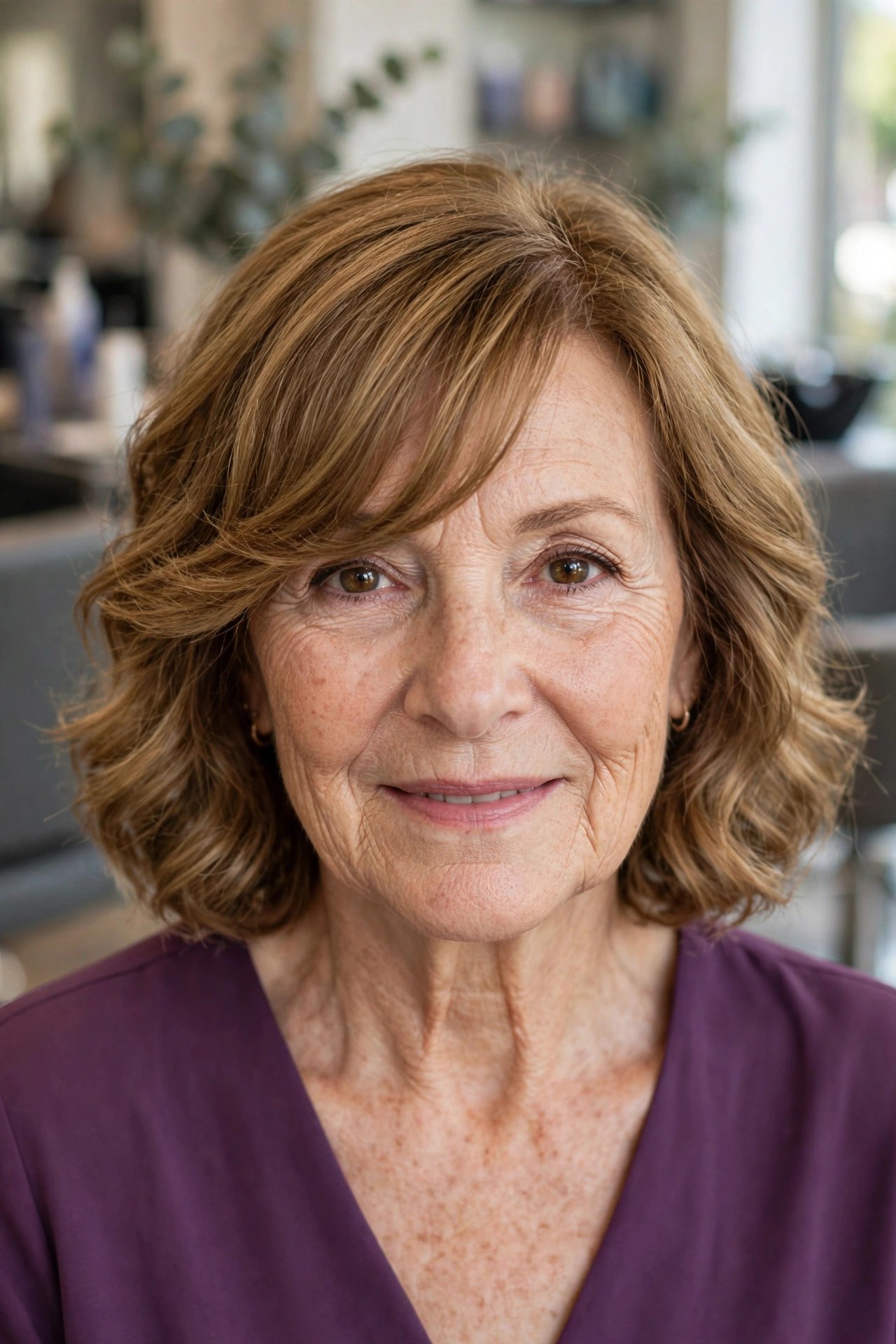 Wavy Bob with Side-Swept Bangs - wavy bob haircut for women over 50