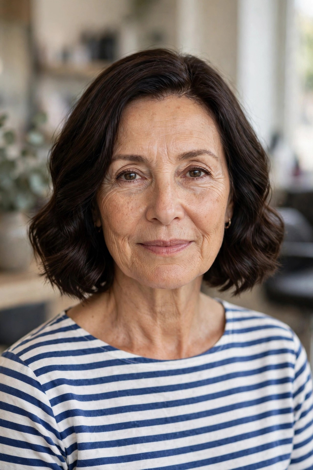 Wavy French Bob at Jaw Length - wavy hairstyle for woman over 50