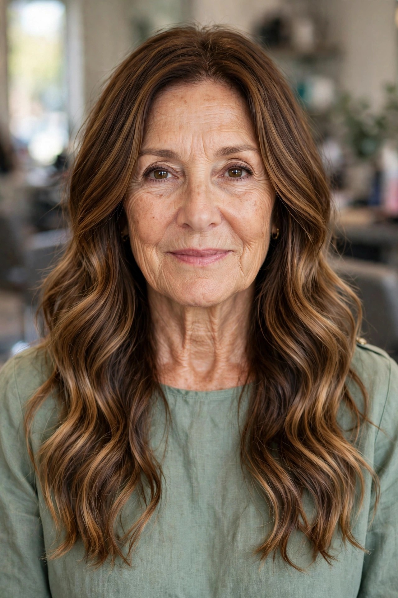 Long Beach Waves with Long Layers - wavy hairstyle for woman over 50