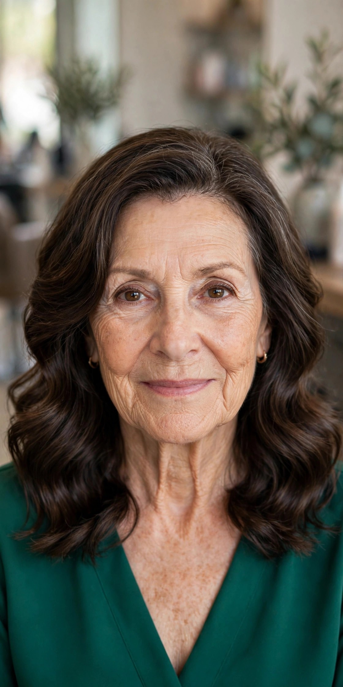 Polished Soft Waves with a Glamorous Finish - wavy hairstyle for a woman over 60 with loose soft S-waves