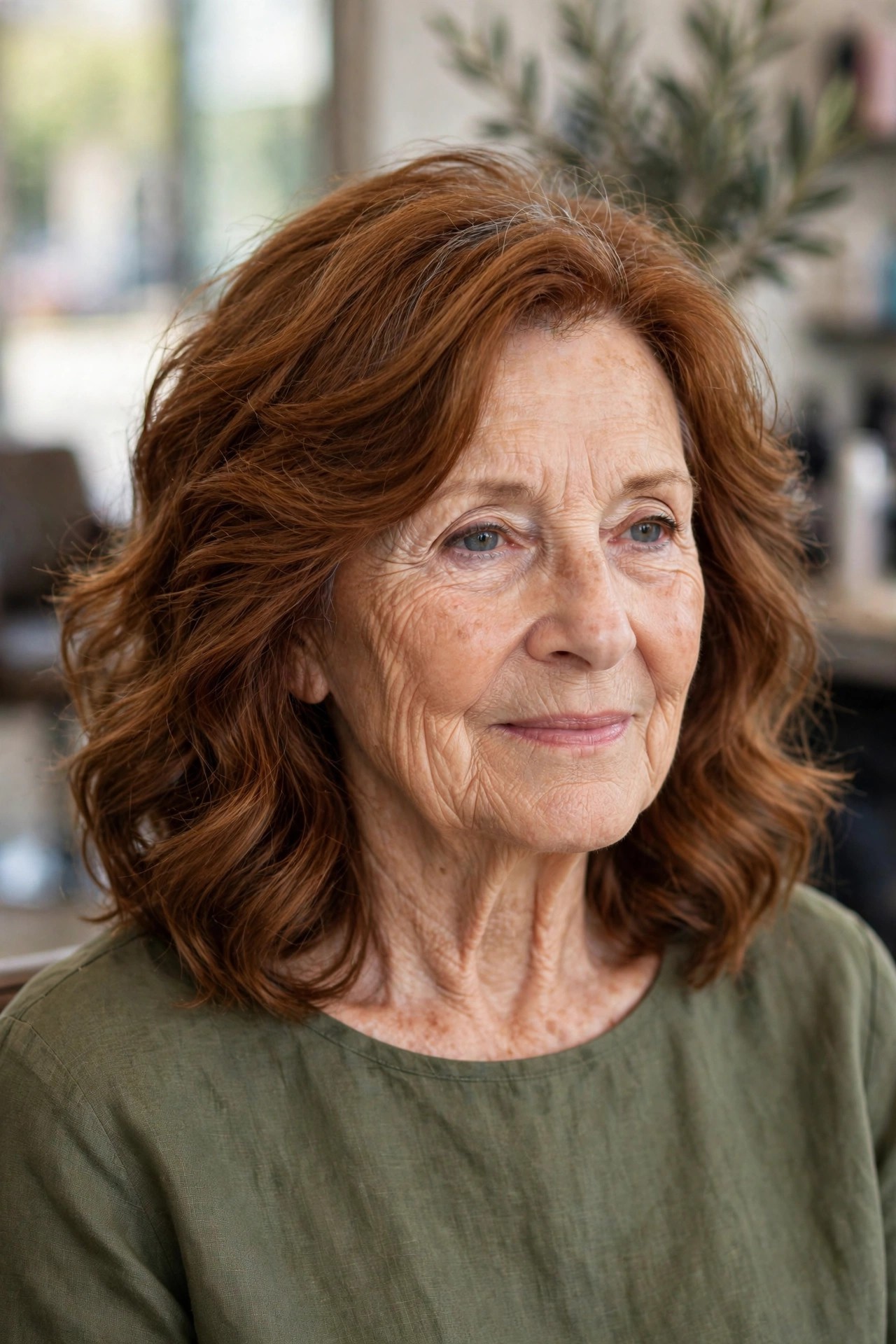 Layered Wavy Cut with Crown Volume - wavy hairstyle for a woman over 60 with loose soft S-waves