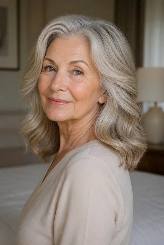 Long Creamy Waves With a Relaxed Finish — wavy hairstyle on a woman over 70, soft and natural