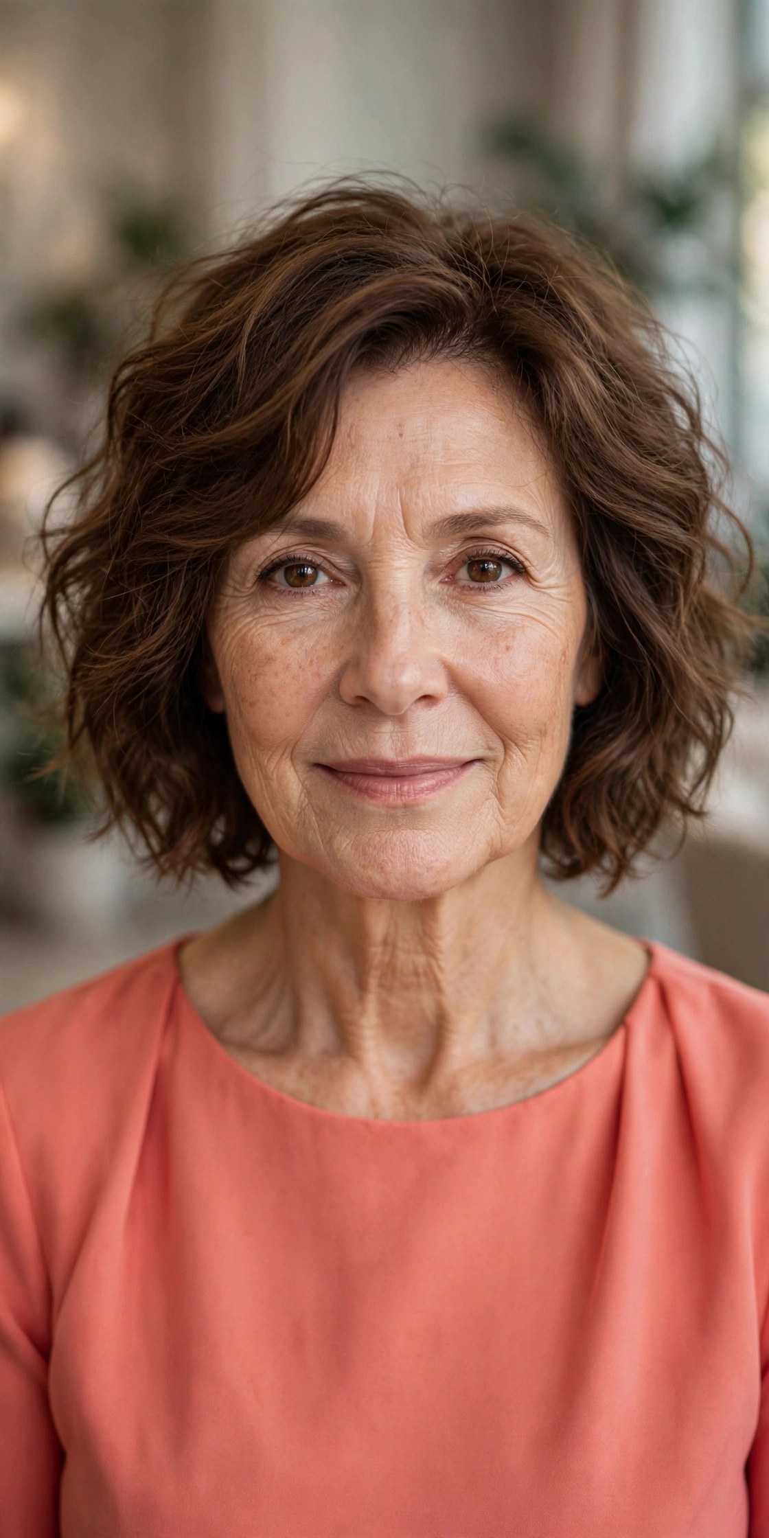 Tousled Wavy Bob With Soft Volume wedding guest hairstyle for a woman over 50 with short hair